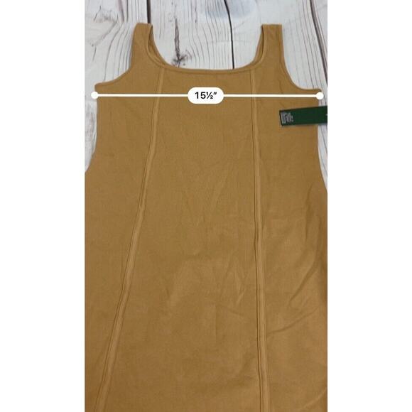 Wild fable Dress Bodycon Seamed Sleeveless Square neck Camel Women's L NWT - Picture 7 of 8